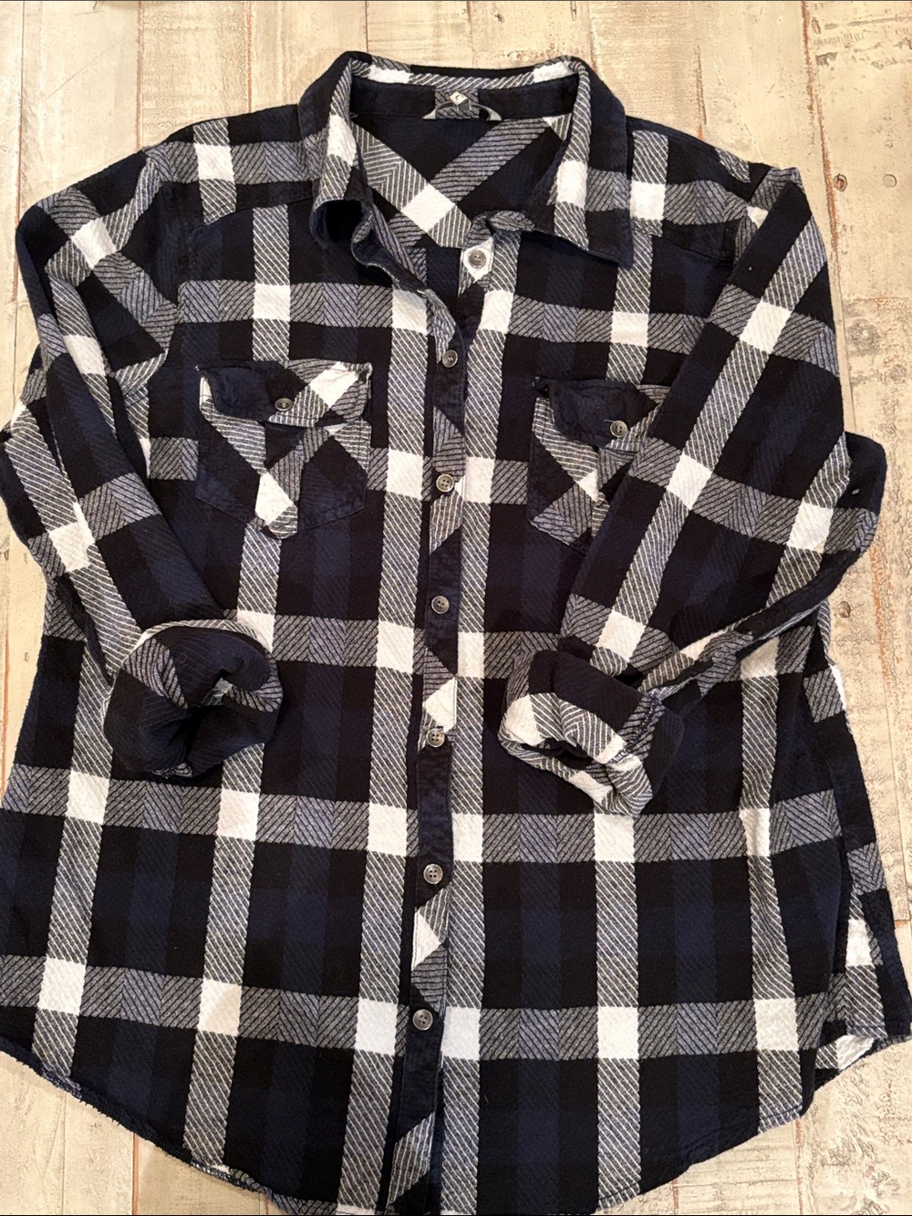 BKE Black & White Plaid Flannel Shirt